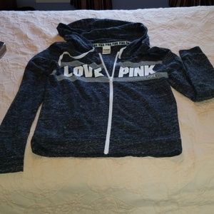 Pink Grey zip up hoodie vintage